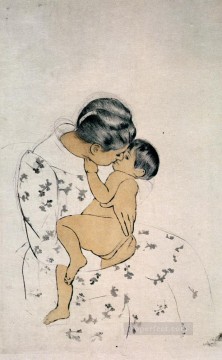 klimt kiss Painting - Mothers Kiss 1891 mothers children Mary Cassatt